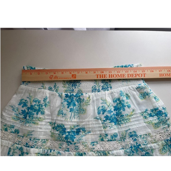 LoveShackFancy Jimena Skirt Magic Turquoise Floral Eyelet Ruffle Mini XL New - Picture 9 of 10